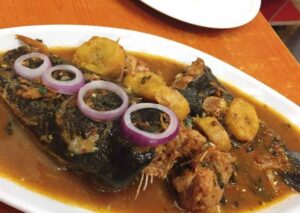 Full Catfish pepper soup with yam or plantain